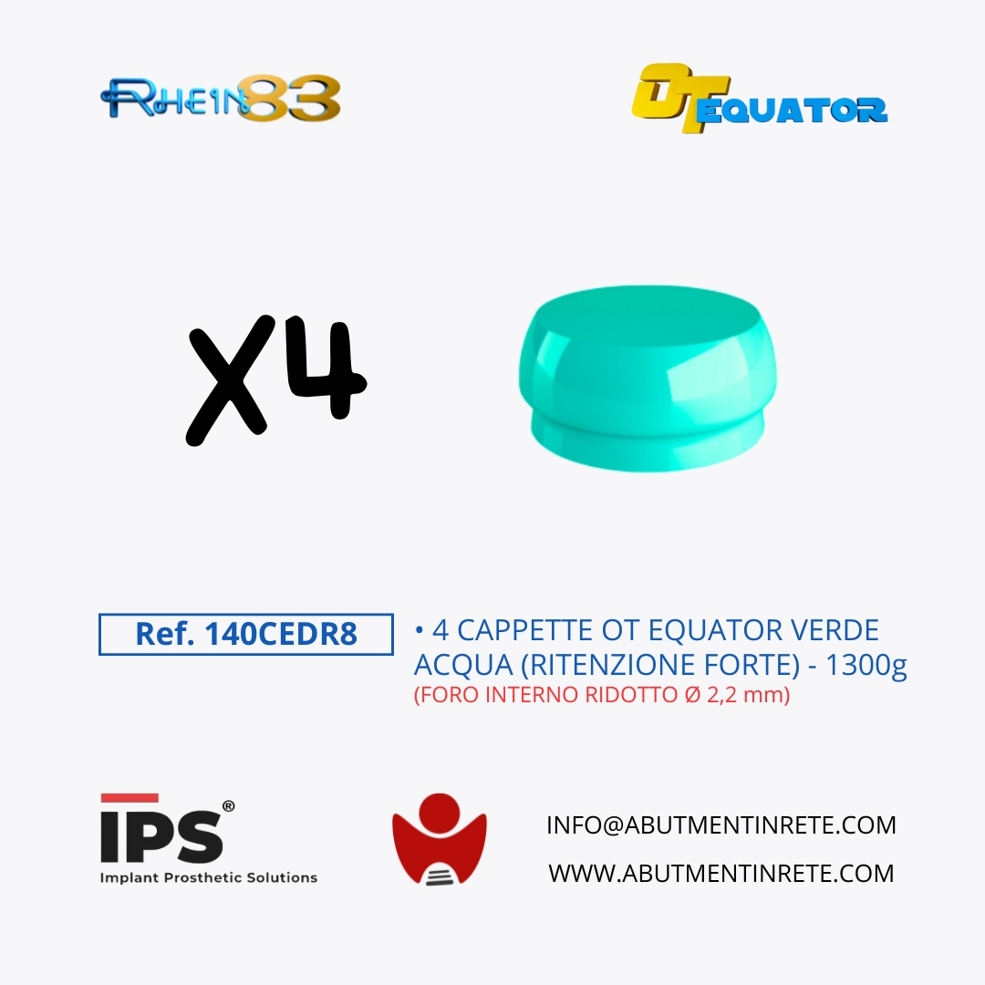 4 CAPPETTE RITENTIVE - verde acqua diametro interno ridotto 2,2mm (forte 1,3 kg) - immagine 2